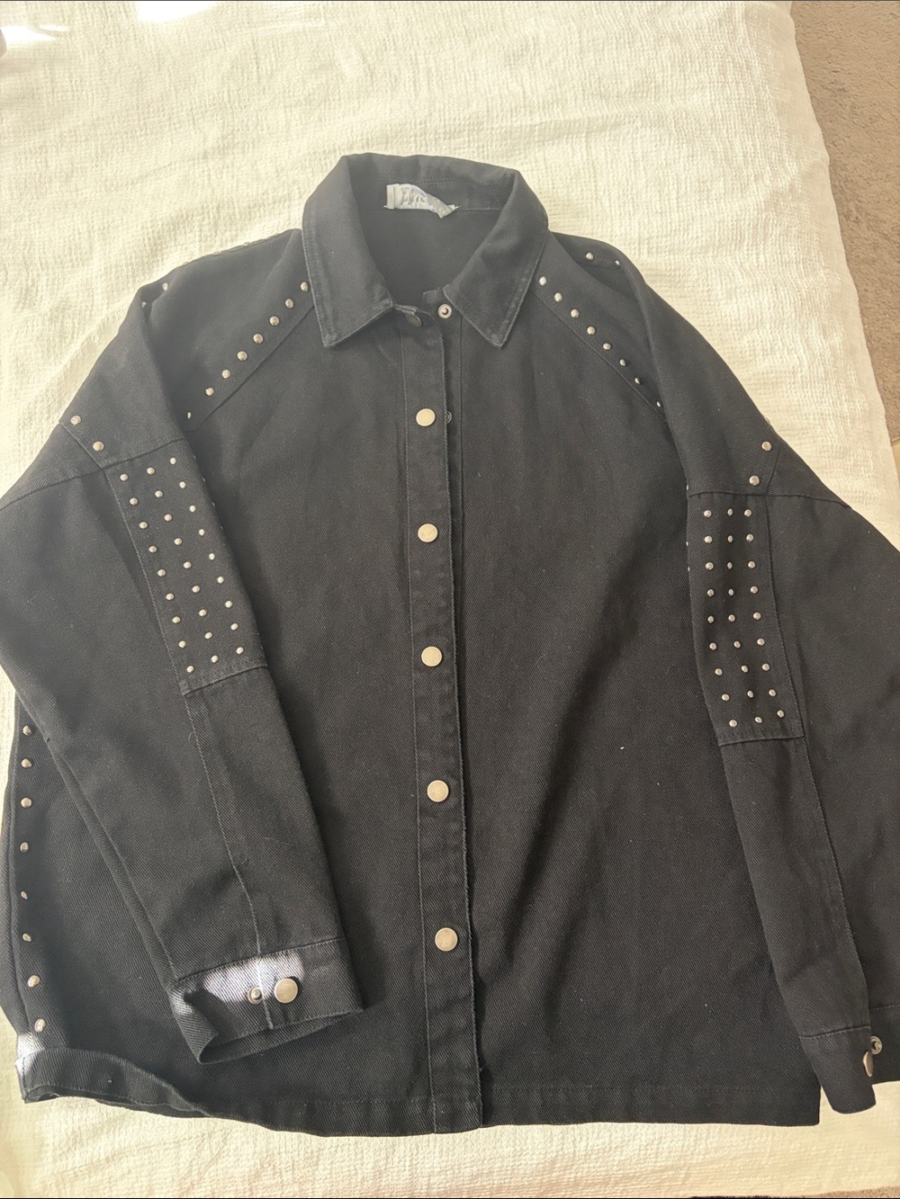 Black Studded Women's Denim Jacket